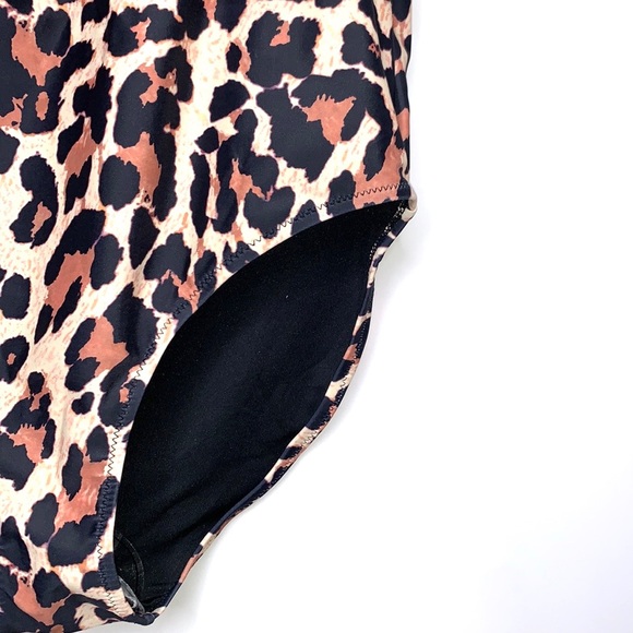 NEW RXRXCOCO Cheetah Animal Print One Piece Halter Tie Bikini Swimsuit Large - Picture 5 of 8